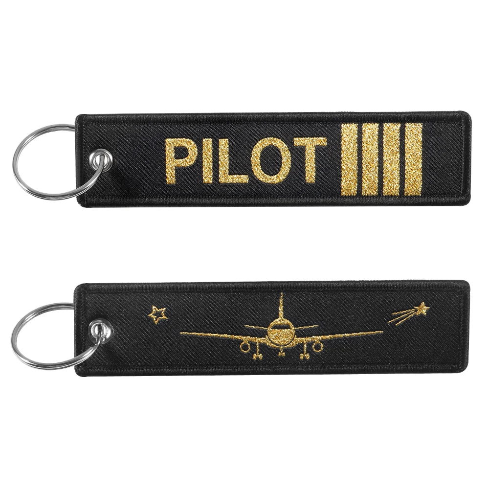 Pilot Keychain Set — Premium Black & Gold Aviation Gift 5 PCS Pack